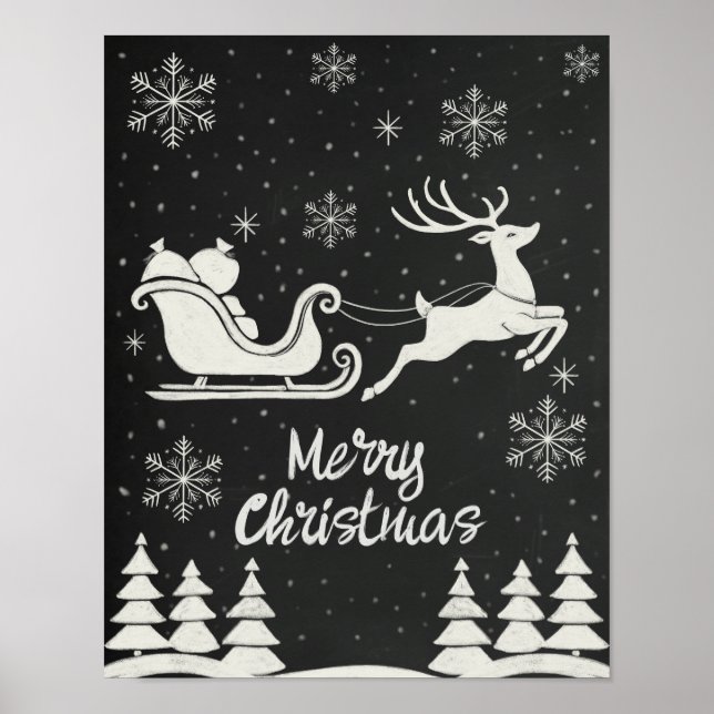 Chalkboard Frohe Weihnachtsbrille mit Rentier Poster (Vorne)