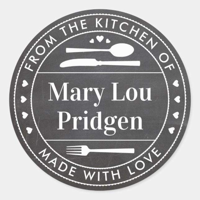 Chalkboard From the Kitchen Of Food Gift Runder Aufkleber (Vorderseite)