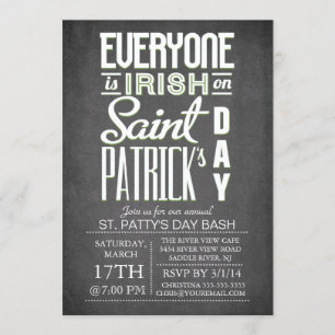 Chalkboard Fun Typografie St. Patrick's Day Party Einladung