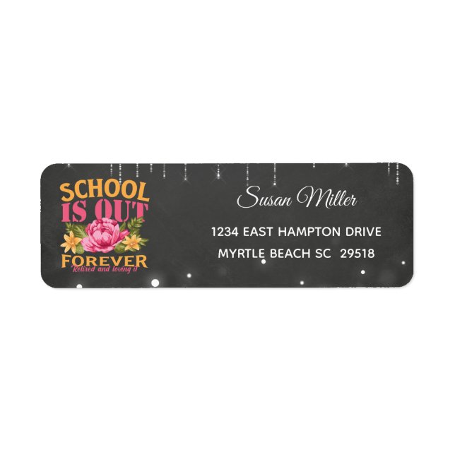 Chalkboard Funny Teacher Floral Ruhestandadresse (Vorne)