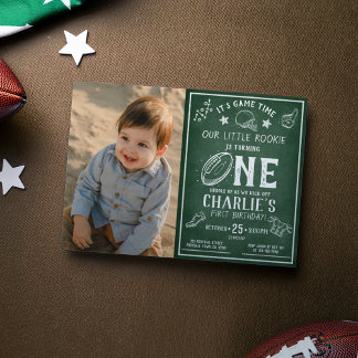 Chalkboard Fußball Alle Star Foto 1. Geburtstag Einladung
