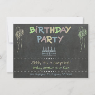 Chalkboard Geburtstagsparty - Einladung