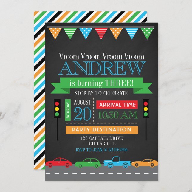 Chalkboard Geburtstagsparty Einladung (Vorne/Hinten)