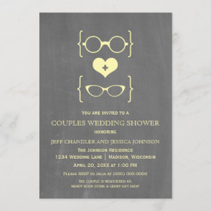 Chalkboard Geeky Glasses Paare Dusche einladen Einladung