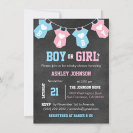 Chalkboard GENDER REVEAL Party Babydusche lädt ein Einladung