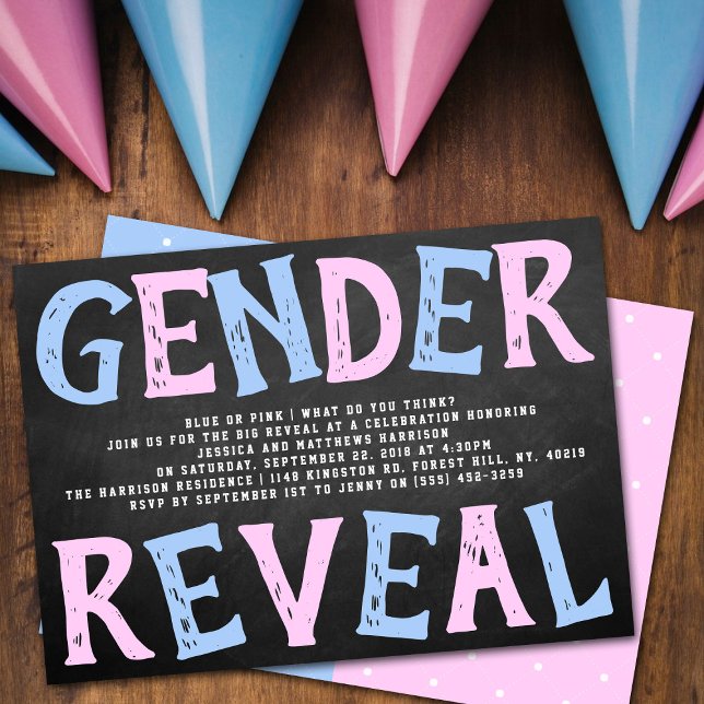 Chalkboard Gender Reveal Party! Babyparty Einladung (Von Creator hochgeladen)