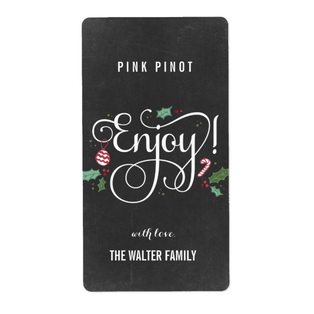 Chalkboard Genießen Sie Weihnachten Wein Flaschen  (Vorne)