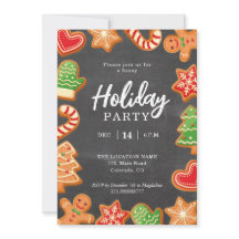 Chalkboard Gingerbread Holiday Party Einladung