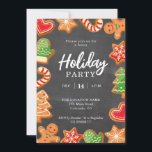 Chalkboard Gingerbread Holiday Party Einladung<br><div class="desc">Gingerbrot Cookies Holiday Party Einladungskarte. Einfach zu personalisieren.</div>