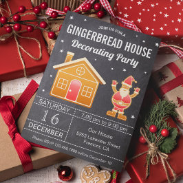 Chalkboard Gingerbread House Decoration Party Einladung