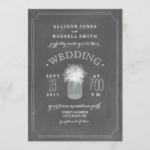 Chalkboard & Gipskraut Mason Jar Wedding Einladung