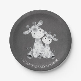 Chalkboard Giraffe Girls Babydusche 7" Platten Pappteller