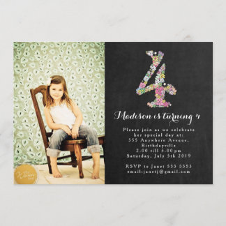 Chalkboard Girls 4. Geburtstag Party Einladung