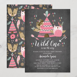 Chalkboard Girls Wild One Baby Shower Einladung