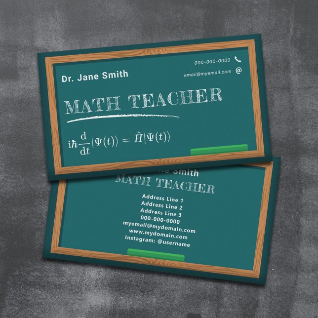 Chalkboard & Gleichungslehrer Visitenkarte (Chalkboard & Equation Math Teacher Business Card)