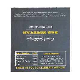Chalkboard Gold Bar Mitzvah Candy Wrappers Notizblock