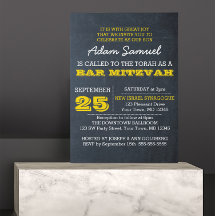 Chalkboard Gold Bar Mitzvah Einladung No Logo