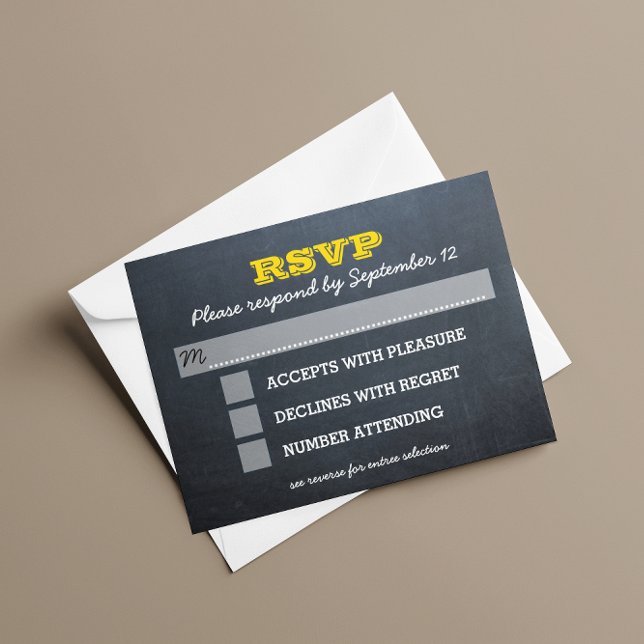 Chalkboard Gold Bar Mitzvah RSVP Card mit Entree (Von Creator hochgeladen)