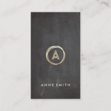 Chalkboard Gold Circle Modern Monogram Vertikal