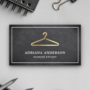 Chalkboard Gold Clothes Hanger Fashion Stylist Visitenkarte