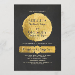 Chalkboard Gold Foil Effekt Einladung Hochzeit