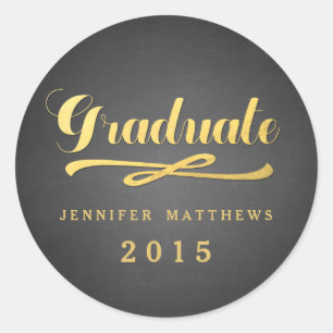 Chalkboard Gold Foil Glamour   ABSCHLUSS Runder Aufkleber