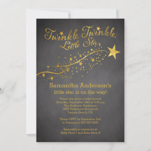 Chalkboard Gold Little Star Baby Dusche Einladung