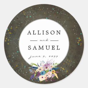 Chalkboard Gold Silver Stars Constellation Wedding Runder Aufkleber