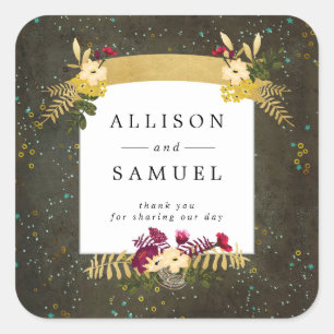 Chalkboard Gold Silver Stars DIY Vielen Dank Quadratischer Aufkleber