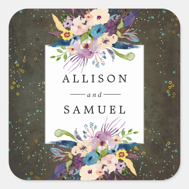 Chalkboard Gold Silver Stars Personal Gevor Siegel Quadratischer Aufkleber (Vorderseite)