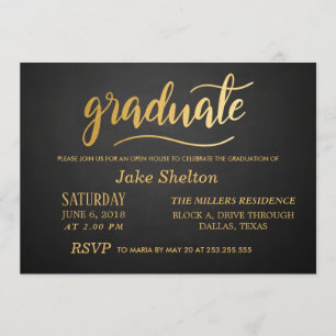 Chalkboard Gold Typografy Open House Abschluss Einladung