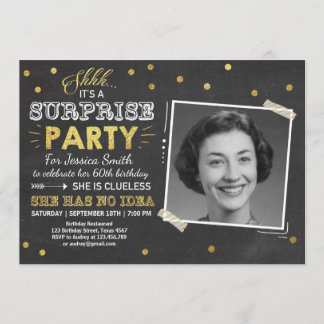 Chalkboard Gold zum Geburtstag einer Überraschung Einladung