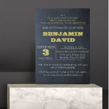 Chalkboard Golden B"H Bar Mitzvah Einladung