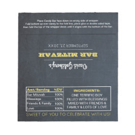 Chalkboard Golden Bar Mitzvah Candy Wrappers Notizblock
