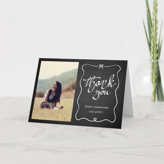 Chalkboard Graduate Danke Niedlich Bow | Foto (Vorderseite)