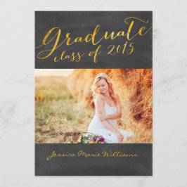 Chalkboard Graduation Party | Goldfolie Einladung