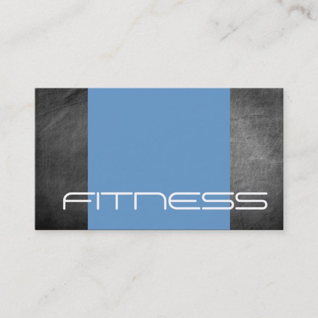 Chalkboard Grau Blue Fitness Sport Business Card Visitenkarte (Vorderseite)