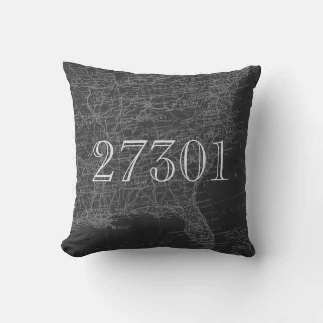 Chalkboard Grau Eastern US Karte Zip Code Pillow Kissen (Vorderseite)