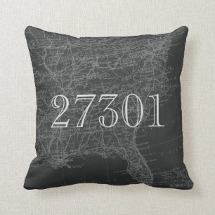 Chalkboard Grau Eastern US Karte Zip Code Pillow Kissen