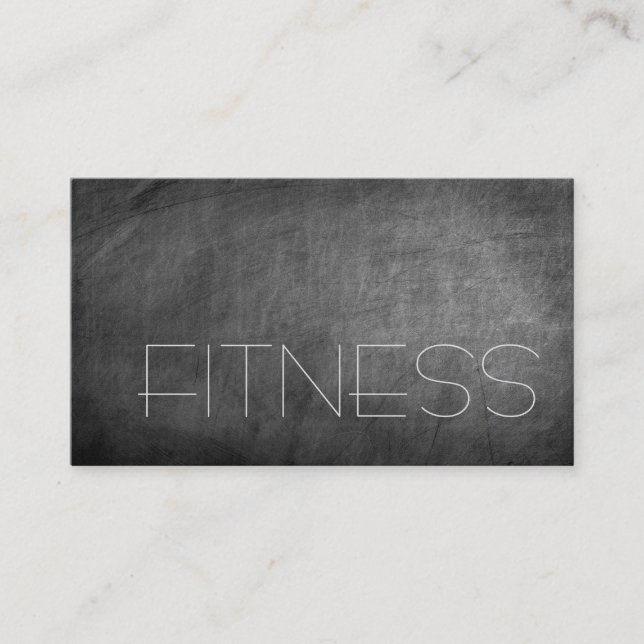 Chalkboard Grau Fitness Sport Business Card Visitenkarte (Vorderseite)