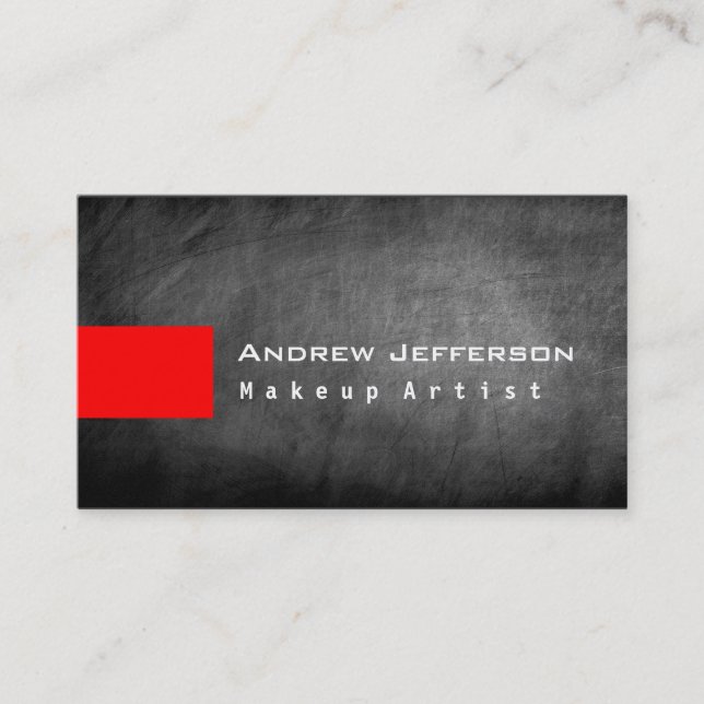 Chalkboard Gray Red Makeup Artist Business Card Visitenkarte (Vorderseite)