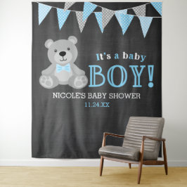 Chalkboard Gray Teddy Bear Babydusche Hintergrund Wandteppich