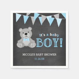 Chalkboard Gray Teddy Bear Boy Baby Dusche Serviette