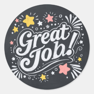Chalkboard Great Job Stickers with Stars and Swirl