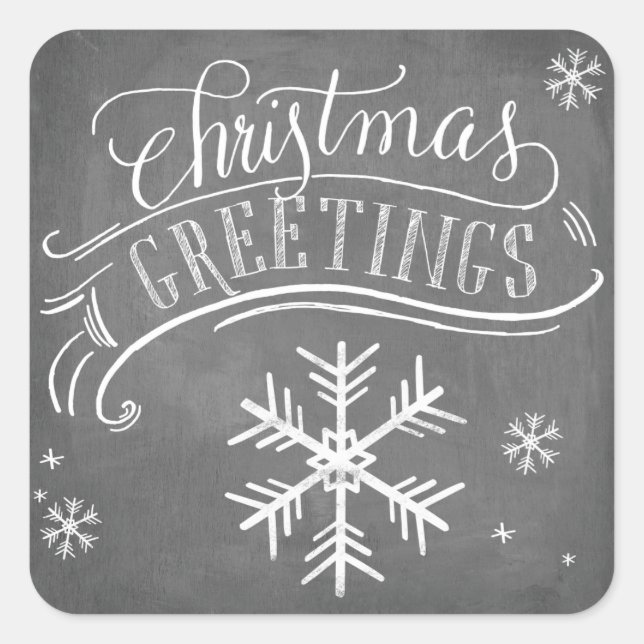 Chalkboard Greetings Collection Quadratischer Aufkleber (Vorderseite)
