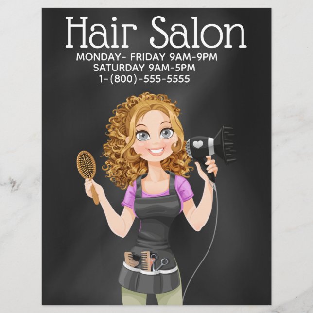Chalkboard Hair Salon Werbeaktion Flyer (Vorne)