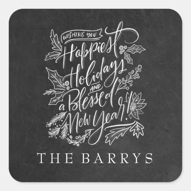 Chalkboard Happiest Holidays Sticker (Vorderseite)