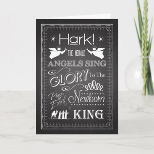 Chalkboard Hark The Herald Angels Sing Card Feiertagskarte