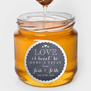 Chalkboard Hearts Gastgeschenk Hochzeit Jar Round  Runder Aufkleber