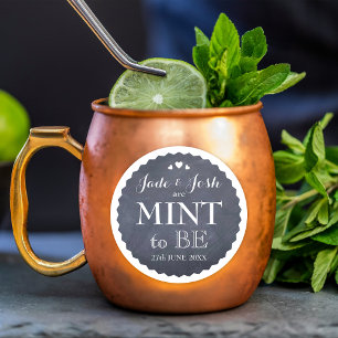 Chalkboard Hearts Wedding Mint Fevor Round Runder Aufkleber